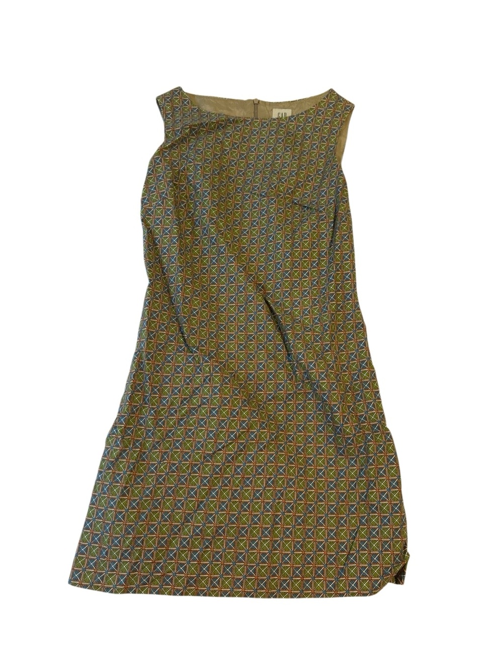 GAP Olive Multi-Color Geometric Sleeveless Shift Dress